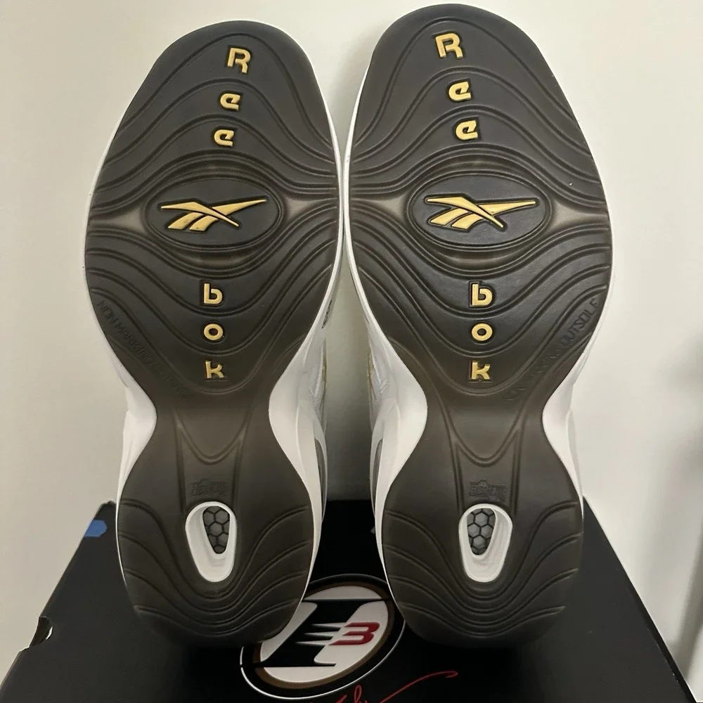 Reebok Question Mid White Black Gold Sz 12 Iverson Saints Colorado MU Tiger